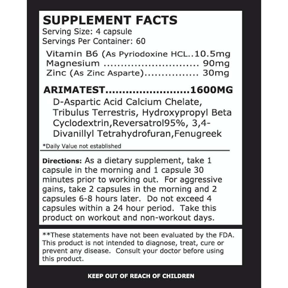 ASN ARIMATEST 120ct Natural Testosterone Booster - Probodyonline